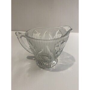 Iris & Herringbone Depression Glass Creamer Jeanette Glass 3"